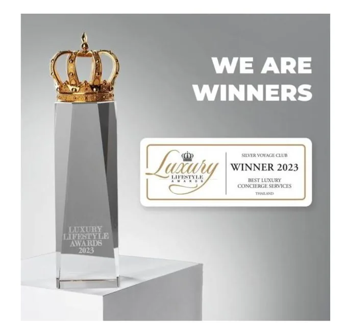 The Luxury Lifestyle Awards 2023 trophy beside the winner's certificate