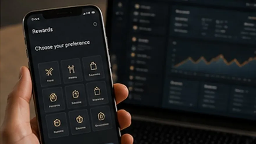 A customer choosing rewards by preference inside a banking app